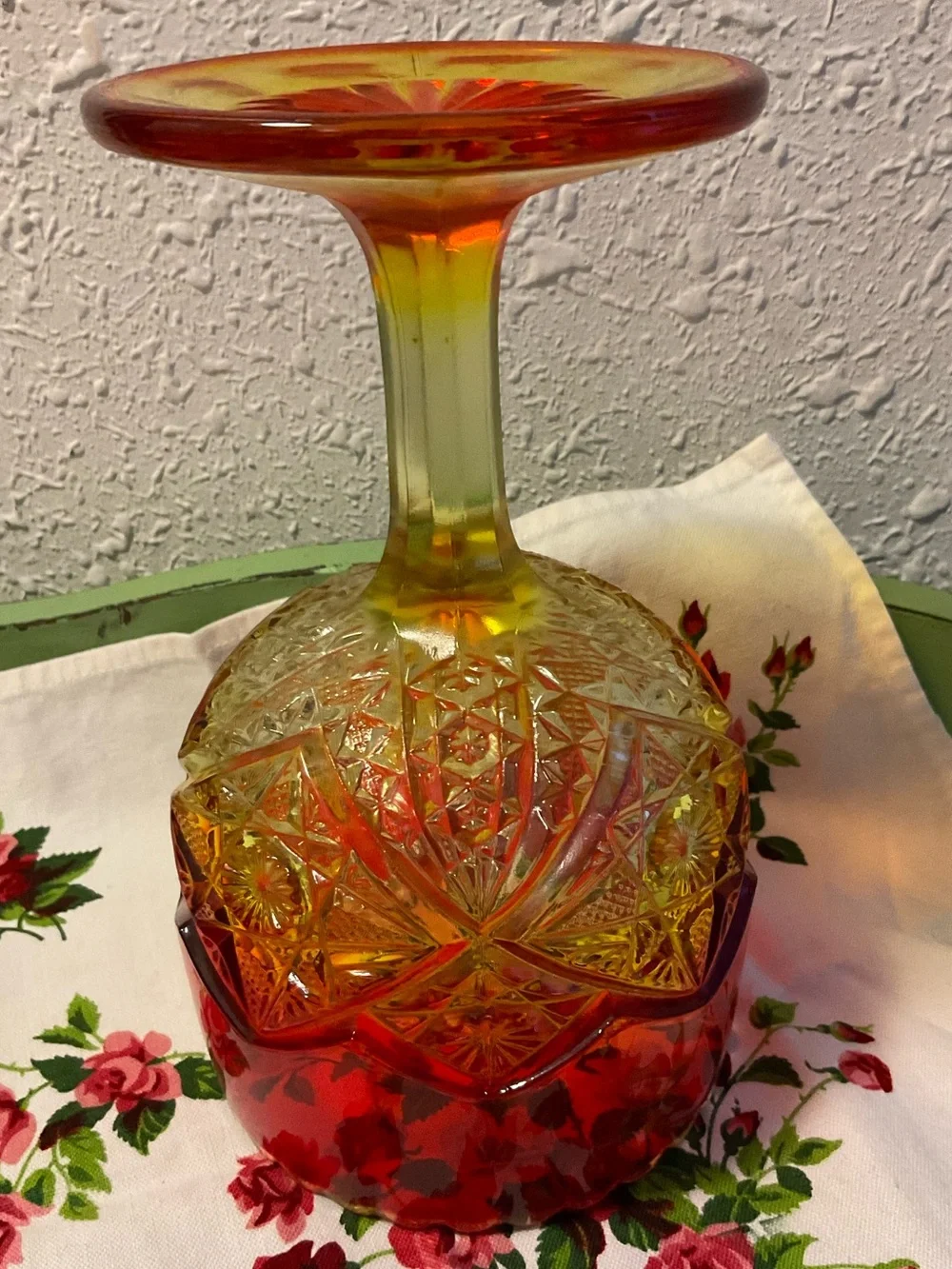 Vintage Amberina Depression Glass Pedestal Compote - Picture 6 of 11